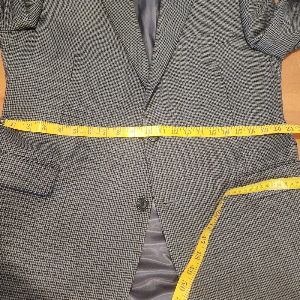 Lauren Ralph Lauren‎ LRL Sport Coat Mens 46L Gray Houndstooth Wool Blazer Career